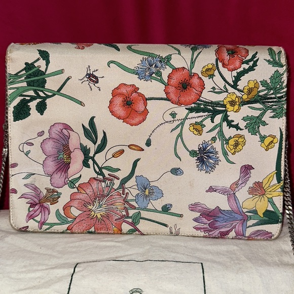 Gucci flora bloom wallet on chain mini crossbody purse interlocking GG chain - Picture 4 of 16